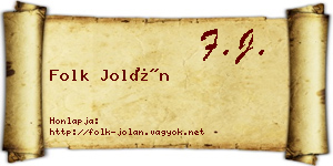 Folk Jolán névjegykártya