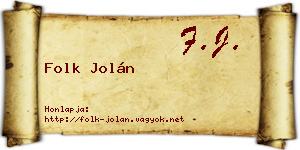 Folk Jolán névjegykártya